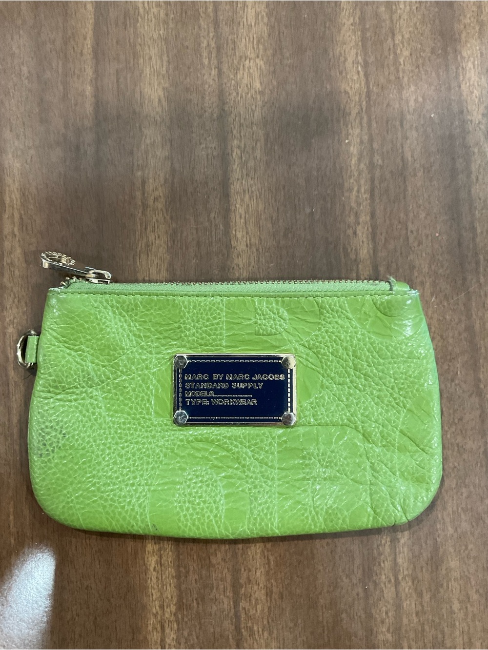 Marc by Marc Jacobs Bright Lime Green Leather Zip Wristlet pouch bag